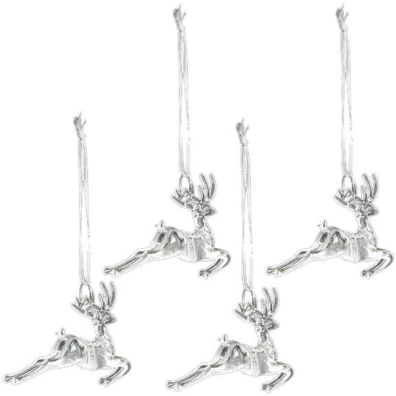 4pcs Acrylic Christmas Pendant Transparent Snowflake Angel Festivals Hanging Decoration Decorative Home Ornaments Xmas Deer