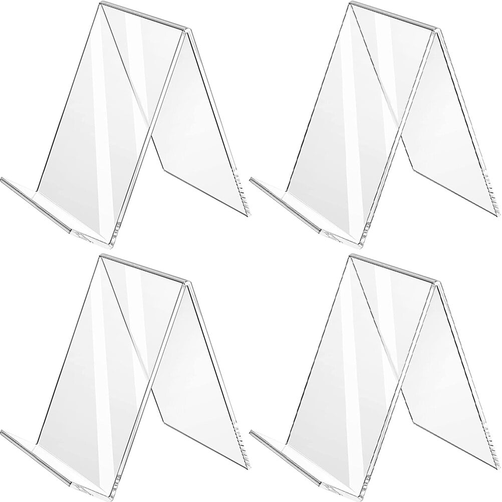 4pcs Acrylic Display Stand Lshape Slanted Sign Holders Desktop Paper