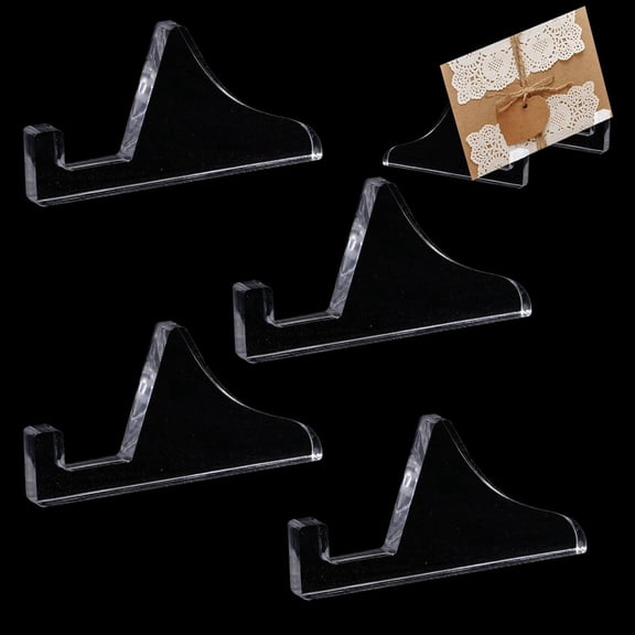 4pcs Acrylic Stand Base for Photo Frame Clear 8x4x0.4cm