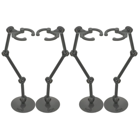 OUNONA 4-Pack Black Plastic Action Figure Display Stands for Home, Desk, and Shelf Support Base