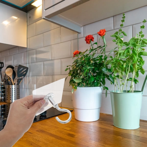 SEWCHICS 4pcs Ceiling Hook Transparent PVC Heavy Duty for Wall Hangers Without Nails