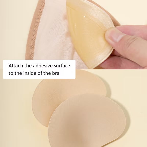 4pcs Adhesive Push Up Bra Inserts Pads - 0.79 Inch Thickened Self-Stick Breast Enhancer for A/B Cup, Washable & Reusable for Everyday Wear and Wedding Dresses