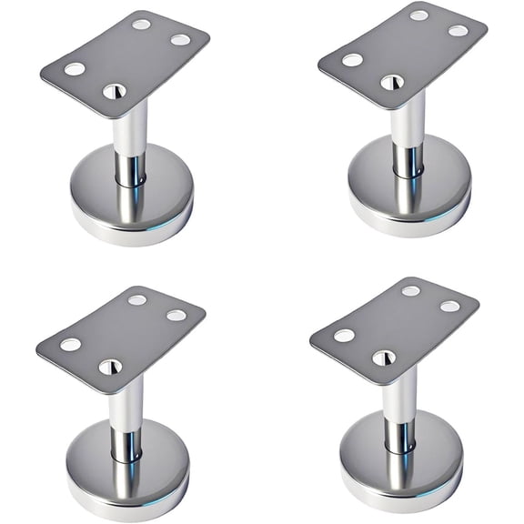 4pcs Adjustable 304 Stainless Steel Handrail Bracket, Hand Railing Brackets for Indoor & Outdoor StairsGround-Type Upright Column Support BracketWall Handrail Mounted Banister Hardware (I-Type, 4)