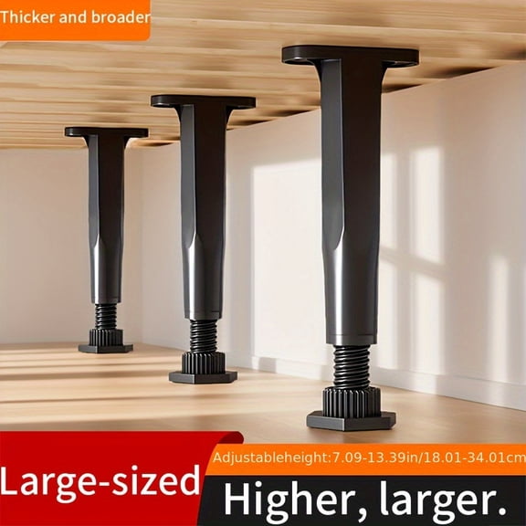 4pcs Adjustable Bed Frame Support Legs, Hard Plastic Construction, 7.09-13.39 Inch Height Range, Universal Fit for King & Queen Size Beds, Easy Installation, No Electricity Needed, Sturdy Support