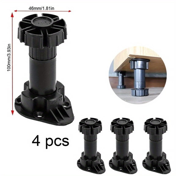4pcs Adjustable Cabinet Legs Levelers Heavy Duty Cabinet Levelers Kitchen Toe Kick Capacity Cabinet Feet For Furniture Cabinets