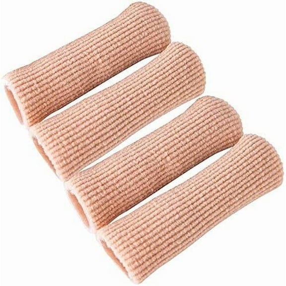 4pcs Adjustable Cuttable Gel Toe and Finger Cap Lined Gel Toe Covers Sleeves Ribbed Knit Toe Caps Digital Caps (L)2.0cm