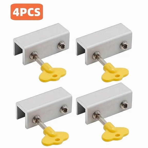 4pcs Adjustable Key-Locked Sliding Window Security Locks - Ultimate Protection for Home and Office