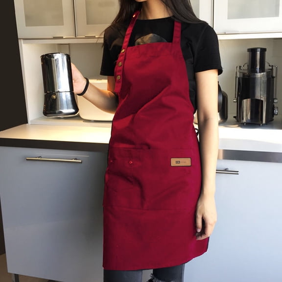 4pcs Adult Aprons with 2 Pockets for Cooking Kitchen Aprons for Gardening,Chef, Cafe,Red