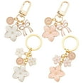 thumbnail image 1 of 4pcs Alloy Enamel Keychains with Alloy Rings Flower Golden Mixed color 63~73mm 4pcs/set, 1 of 7