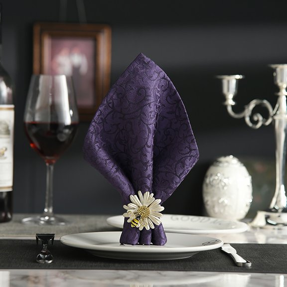 4pcs Alloy Napkin Ring,Flower Pattern Serviette Buckle for Home Decor