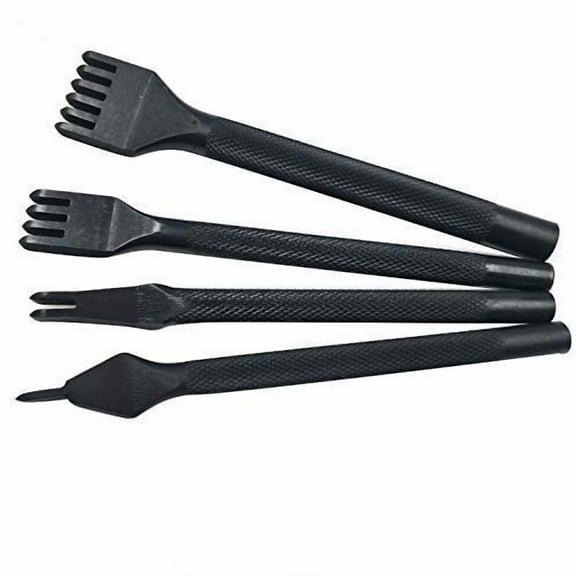 4pcs Alloy Stainless Steel Leather Craft Diamond Chisel Hole Punch Set for DIY Leather Crafting Precision 3mm 1/2/4/6 Prong