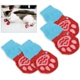 thumbnail image 1 of 4pcs Anti-Slip Dog Socks Pet Socks with Rubber Reinforcement Knit Cats Dogs Boots Dog Slipper Socks Paws Stop Licking Paw Protector for Indoor Wear Red, 1 of 5