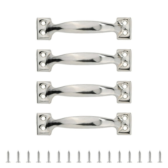 4pcs Arched Handles for Garage Door and Indoor Cabinets Metal Barn Door Pulls Easy Install Fence Cupboard Handles