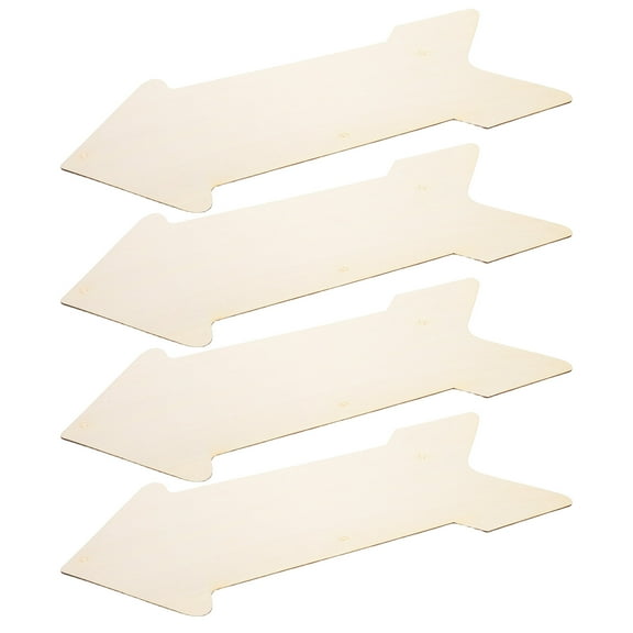 4pcs Unfinished Wood Pieces Blank Wooden Arrow Cutouts for Craft Plaque and Diy Accessories