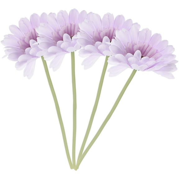 HOMEMAXS Lifelike Purple Silk Artificial Flowers for Home Decor Lasting Single Stem Fake African Daisies 4pcs