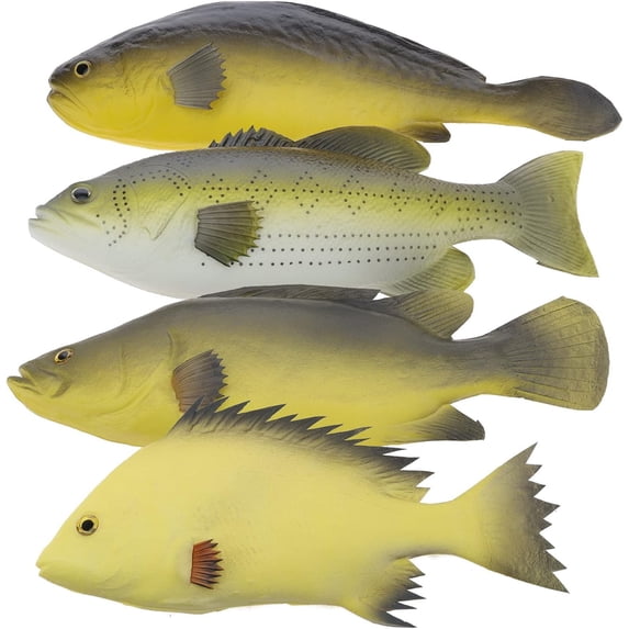 4pcs Artificial Fish Lifelike Anima Model Fake Yellow Croaker Trout ...
