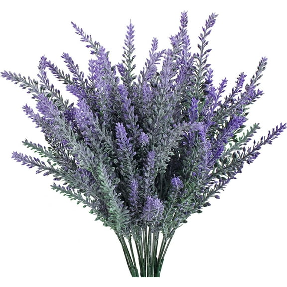 4pcs Artificial Flowers Flocked Plastic Lavender Bundle Fake Plants Wedding Bridle Bouquet Indoor Outdoor Home Kitchen Office Table Centerpieces Arrangements Christmas Decor