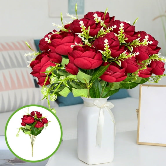 4pcs Artificial Flowers, Small Silk Flowers for Home Decor Indoor Fake Bouquet Faux Floral Arrangements Dining Table Centerpieces for Kitchen Bridal Wedding Party Decor Champagne