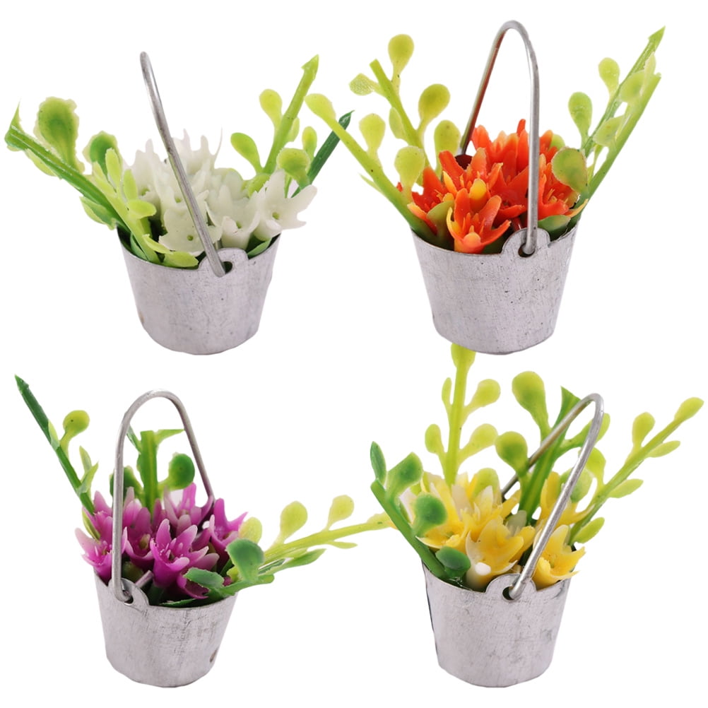 4pcs Artificial Plants Mini Fake Plants Aesthetic Flower Model for 112