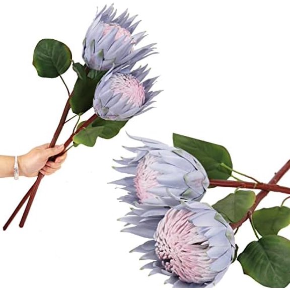 4pcs Artificial Protea Flowers,26 Inch Super Long Stem Faux Protea Artificial Flowers, Silk Protea for Home Decor Centerpiece Crafts Wedding Bouquet Supply,Blue$$Home Decor, Kitchen, & Other