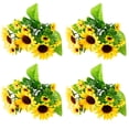 thumbnail image 1 of 4pcs Artificial Sunflowers Yellow Flowers Bunch Realistic Large Fake Flowers Accessories Wedding Bouquet for Home 13 Heads, 1 of 10
