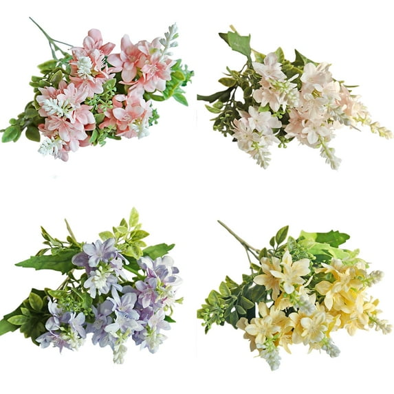 4pcs Artificial Wisteria Flower Bouquet, 12.6-inch White Wisteria, Realistic Indoor Decor for Home, Office, and Centerpieces, 4 Colors