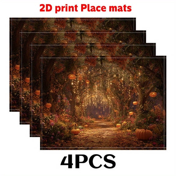 4pcs Autumn, Placemats (2D Print)autumn, 12X18in-Trendy Table Overlay for High-End DINING DECORATION, Formal Events
