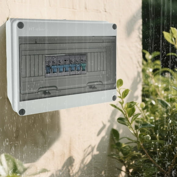 Distribution Box IP65 Waterproof Surface Mounted Circuit Breaker Box with Brass Clamps Transparent Cover for Outdoor Charging Station