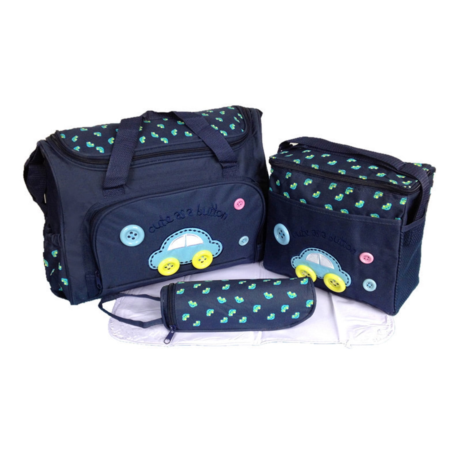 4pcs Baby Diaper Changing Bag Set Functional Baby Diaper Bag Set with Removable Changing Mat and Milk Bag