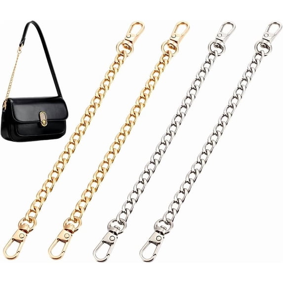 4pcs Bag Extender Chains 7.95" Curb Link Chains 2 Colors Purse Strap Extenders Purse Chain Decoration Bag Chain Replacement Bag Chain Charms Handbag Chain Strap for Purse Making Supplies