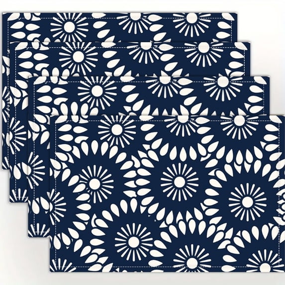 4pcs Bali Batik Linen Placemats - Hand Washable Square Table Mats for ...