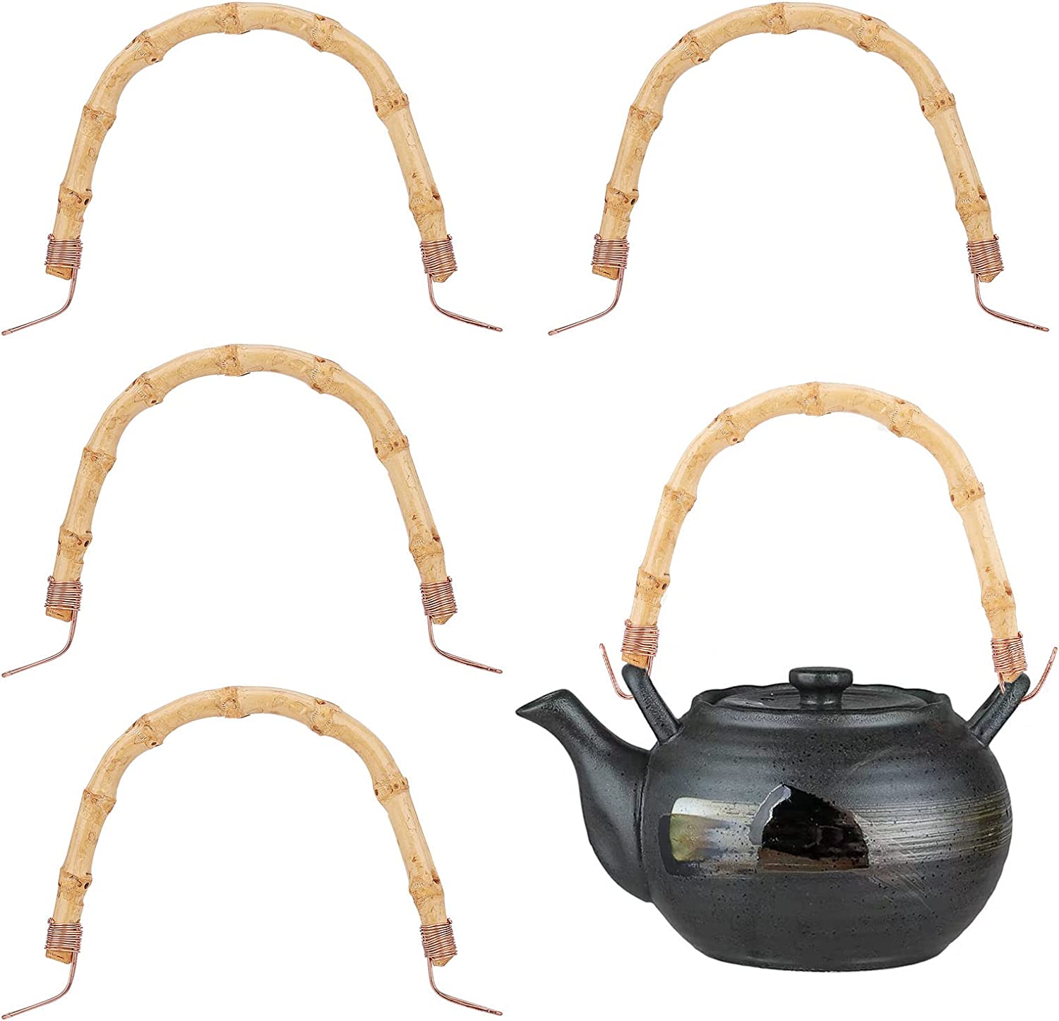 4pcs Bamboo Teapot Handle U-Shape Handle Replacement Kung Fu Teapot Accessories Supplies for Ceramic and Pottery Tea Pots Handle Purses - image 1 of 7