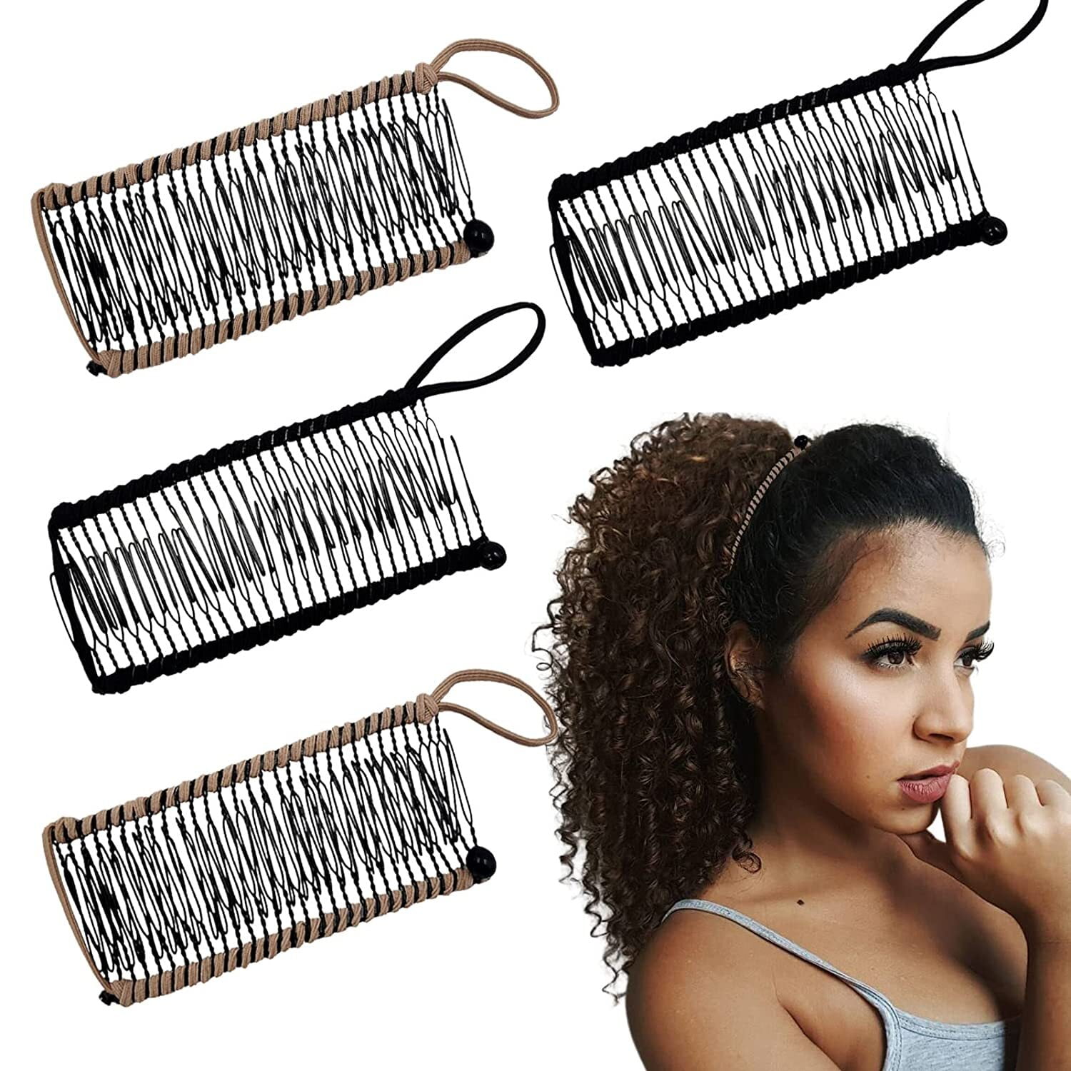 4pcs Banana clip fish clip hair tray wig comb
