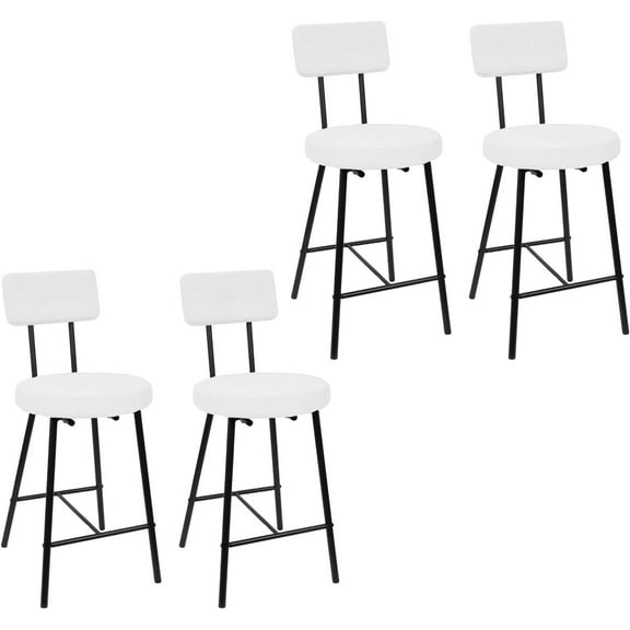 4pcs Bar Stool Chairs , Upholstered Counter Height Barstools with Round Seat, Armless Bar Chair with Back, Footrest and Metal Legs, for Kitchen Island, Dining Room, Cafe Pub,