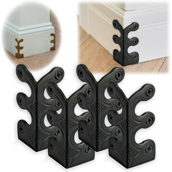 4pcs Baseboard Corner Protectors, Solid Brass Skirting Board Corner Protectors, Vintage Solid Brass Skirting Board Protectors for Furniture, Cabinets, and Boxes, Home Accessory Decor