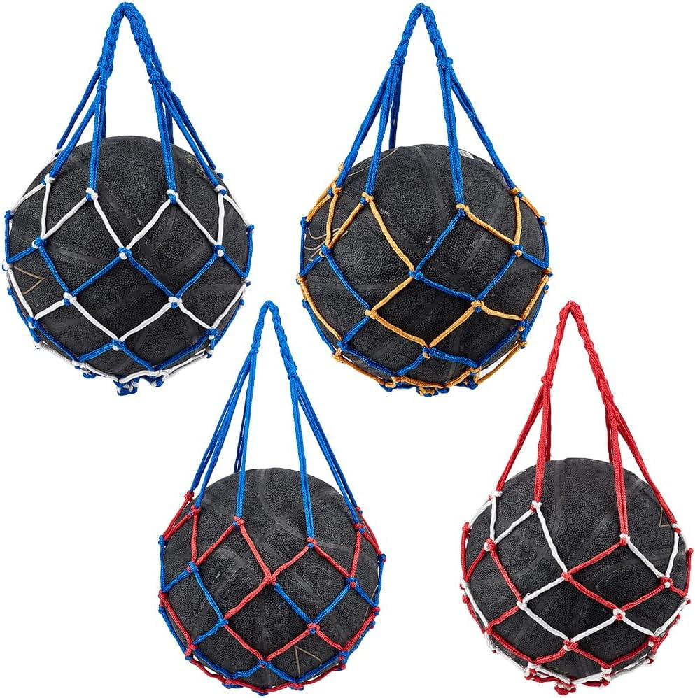 4pcs Basketball Net Bags Football Mesh Bag Polyester Storage Sports Ball Holder Carry Bag Single Ball Carrier Training Equipment Bags