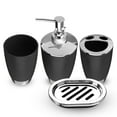 thumbnail image 1 of 4pcs Bathroom Accessory Set PP Plastic Bathroom Suit Cup Toothbrush Holder Soap Dish Dispenser Kit,Black, 1 of 1