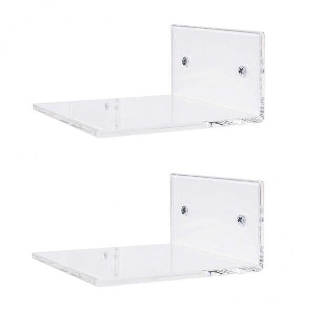 2PCS Acrylic Wall Shelf Adhesive Floating Shelves Storage Rack with Cable  Hole