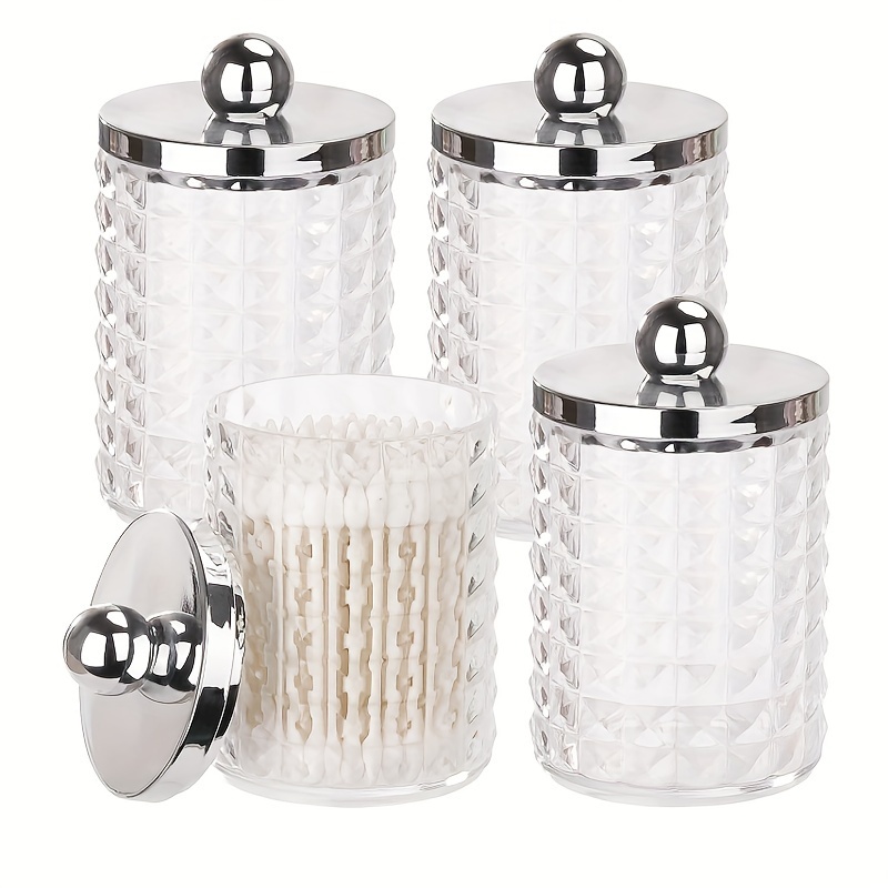 4pcs Bathroom Cotton Swab Holder Canisters Plastic Vanity Storage