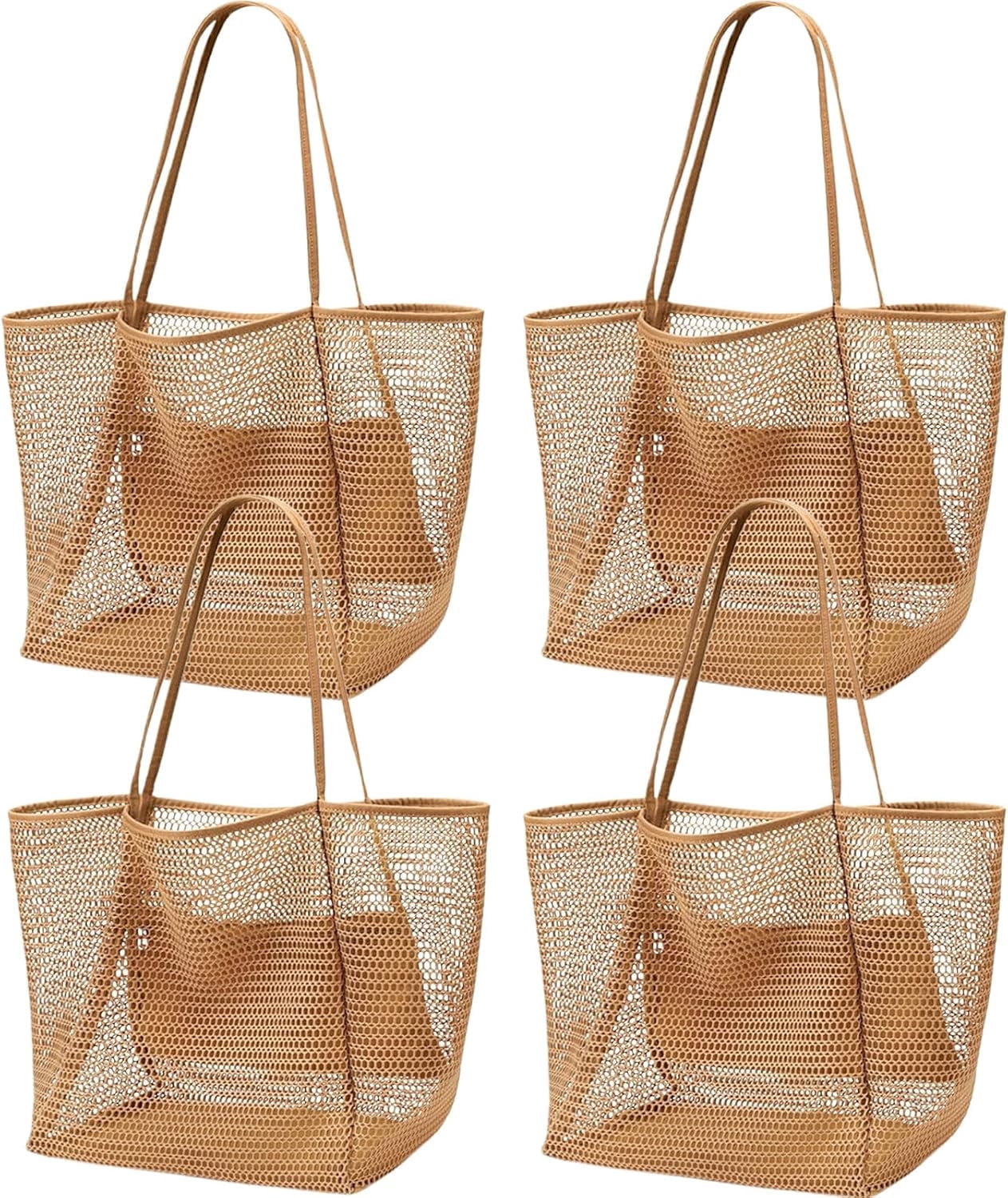 4pcs Beach Bags for Women,Nylon Mesh Summer Travel Tote Bag with Large ...