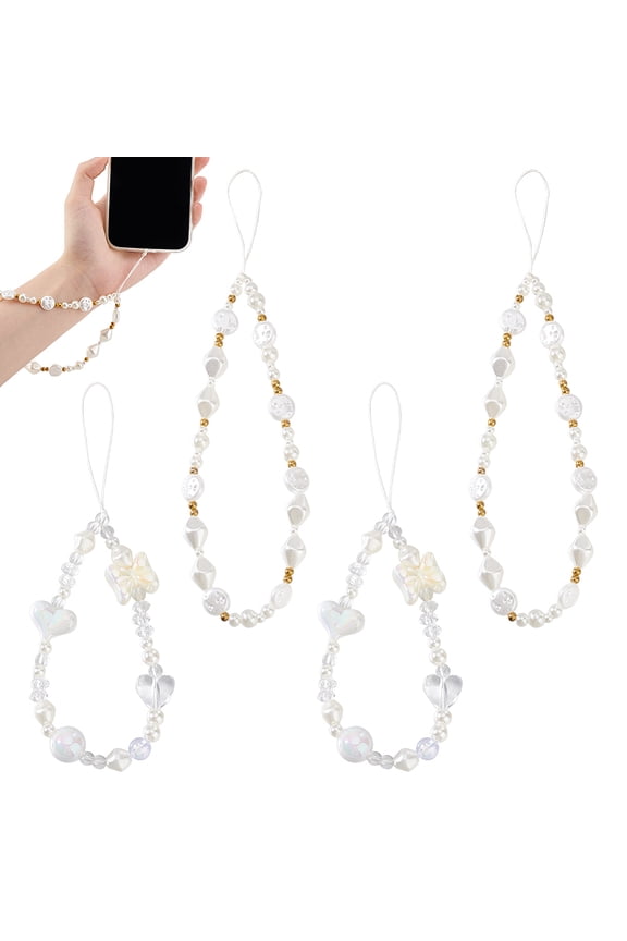 4pcs Beaded Phone Charm Straps Lanyard Wrist Strap Phone Keychain Decoration DIY for Wallet AirPods Bag Keychain Airpods Camera Pendants Decor