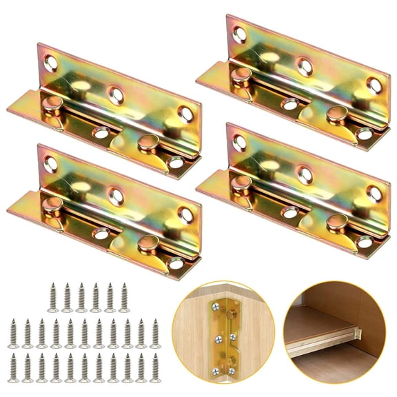 4pcs Bed Rail Brackets, EEEkit Interlocking Bed Frame Connector Brackets with Screws for Wood Furniture