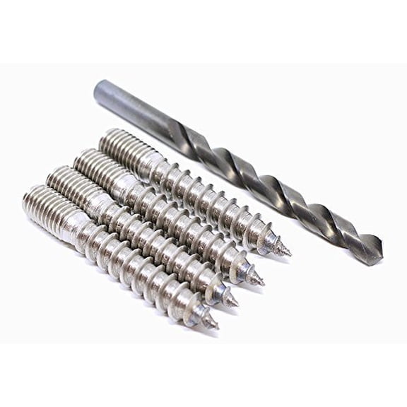 (4pcs) BelMetric M12X80 Metric Hanger Bolt Stainlesss Steel Kit with Install Drill Bit HNG12X80SS