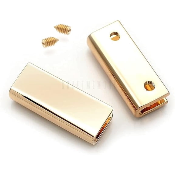 CRAFTME STUDIO 1 Inch Belt Tip with Screw Zipper Tip Webbing Strap End Caps for DIY Sewing and Craft, 4 Pack (Gold) VTBT