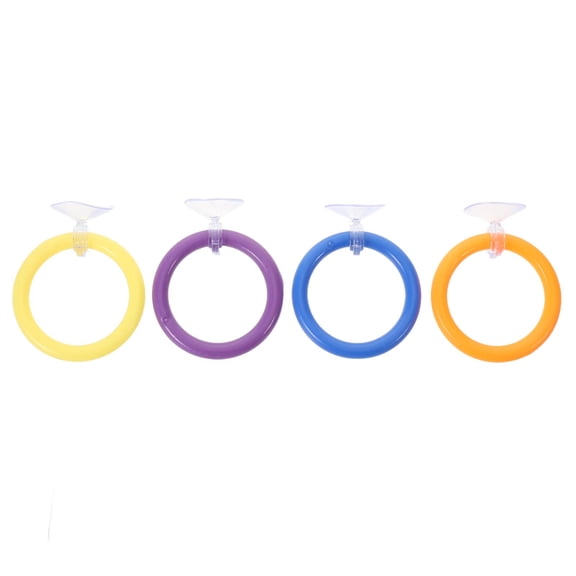 4pcs Betta Fish Training Hoops with Cups, Floating Exercise 4mm Diameter, Interactive Feeding Toys for Fish Tank Enrichment