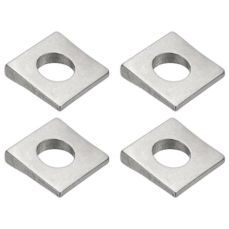 4pcs Beveled Square Washers, M12x28mm Square Beveled Washers Bearing Strut Plate Flat Pad Spacer 304 Stainless Steel for 12mm Bolts Wedge Shim Leveling Fastener Nut Bolt Gasket, Silver