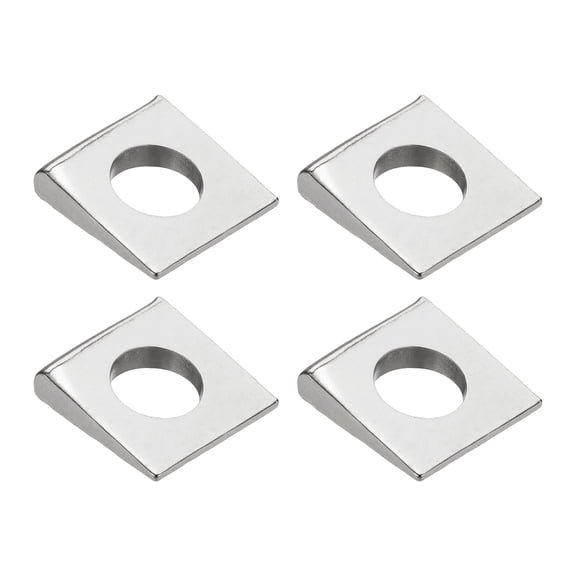 4pcs Beveled Square Washers, M18x40mm Square Beveled Washers Bearing Strut Plate Flat Pad Spacer 304 Stainless Steel for 18mm Bolts Wedge Shim Leveling Fastener Nut Bolt Gasket, Silver