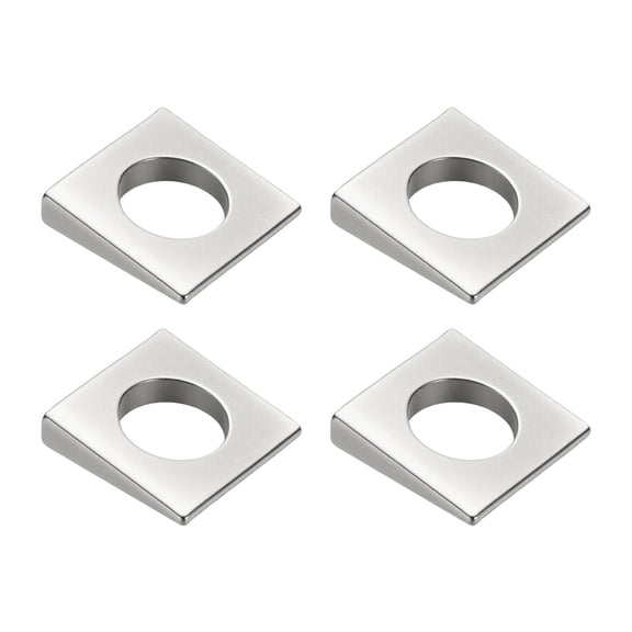4pcs Beveled Square Washers, M20x40mm Square Beveled Washers Bearing Strut Plate Flat Pad Spacer 304 Stainless Steel for 20mm Bolts Wedge Shim Leveling Fastener Nut Bolt Gasket, Silver
