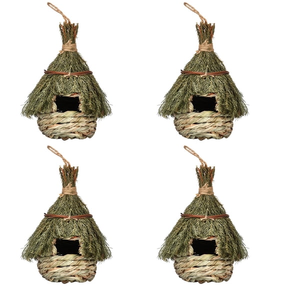 4pcs Bird Nest Handwoven Seagrass Bird Nest Hatching Breeding Cave House Outdoor Garden Decoration