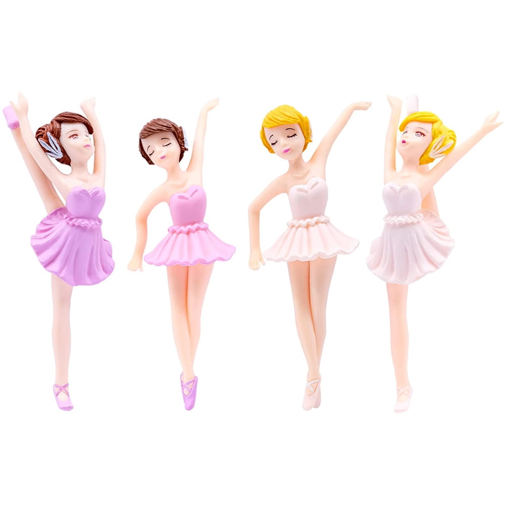 4pcs Birthday Cake Ornaments Adorable Ballerina Crafts Birthday Cake Decor